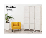 4 Panel Room Divider Screen 163x170cm Woven - White