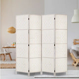 4 Panel Room Divider Screen 163x170cm Woven - White