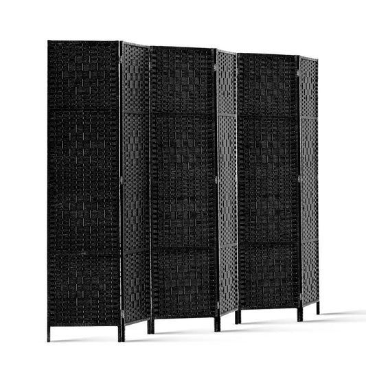 6 Panel Room Divider Screen 245x170cm Woven - Black