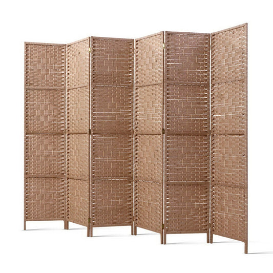 6 Panel Room Divider Screen 245x170cm Woven - Natural