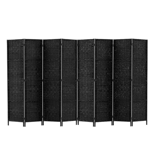 8 Panel Room Divider Screen 326x170cm Woven - Black
