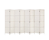 8 Panel Room Divider Screen 326x170cm Woven - White