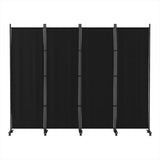 4 Panel Room Divider Screen 217cm Wheel Fabric - Black