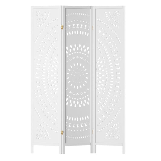 3 Panel Room Divider Screen 132x170cm Circle - White