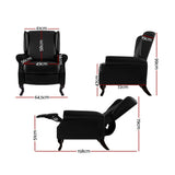 Freya Recliner Chair Armchair Lounge Leather - Black