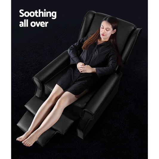 Freya Recliner Chair Armchair Lounge Leather - Black