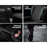 Freya Recliner Chair Armchair Lounge Leather - Black