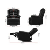 Nixie Recliner Chair Armchair Luxury Single Lounge Couch Leather - Black