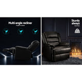 Nixie Recliner Chair Armchair Luxury Single Lounge Couch Leather - Black
