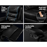 Nixie Recliner Chair Armchair Luxury Single Lounge Couch Leather - Black