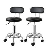 Set of 2 Salon Stool Swivel Chair Backrest Black
