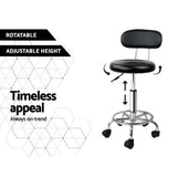 Set of 2 Salon Stool Swivel Chair Backrest Black
