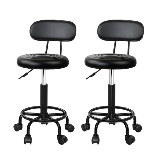 Set of 2 Salon Stool Swivel Chair Backrest