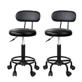 Set of 2 Salon Stool Swivel Chair Backrest