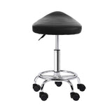 Set of 2 Salon Stool Saddle Swivel Chair Black