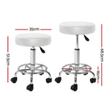 Set of 2 Salon Stool Round Swivel Chair White