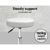 Set of 2 Salon Stool Round Swivel Chair White