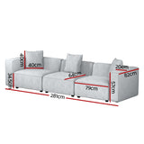 Mckenzie 3-Seater Modular Sofa Chaise Set - Grey