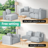 Mckenzie 3-Seater Modular Sofa Chaise Set - Grey