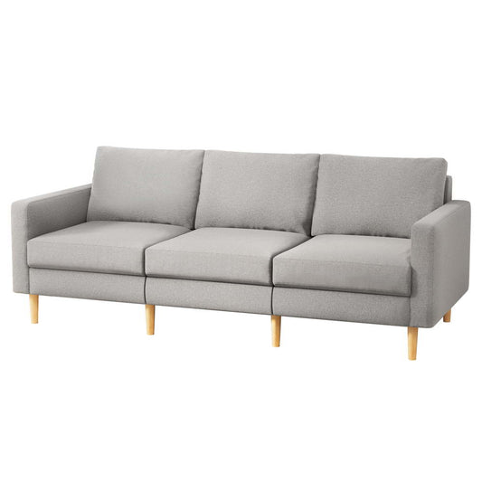 Mola 3-Seater Sofa 225cm Linen Fabric - Grey
