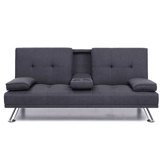 Missy 3-Seater Fabric Sofa Bed Recliner Lounge - Dark Grey