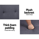 Missy 3-Seater Fabric Sofa Bed Recliner Lounge - Dark Grey