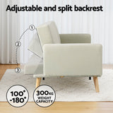 Marcella 3-Seater 200cm Sofa Bed Faux Linen - Beige