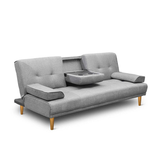 Meleena 3-Seater 188cm Sofa Bed Faux Linen - Grey