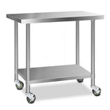 430 Stainless Steel Kitchen Benches Work Bench Food Prep Table with Wheels 1219Mmx610MM