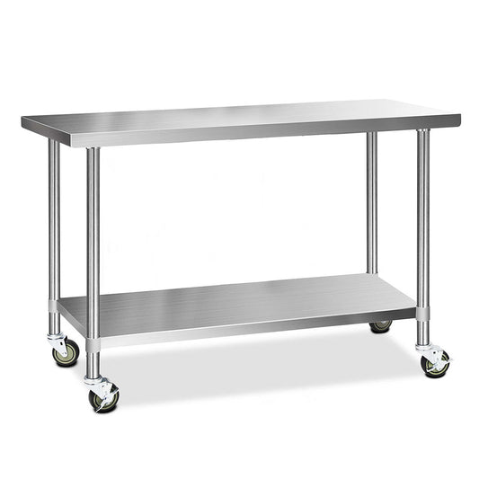 430 Stainless Steel Kitchen Benches Work Bench Food Prep Table with Wheels 1524Mmx610MM