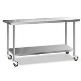 430 Stainless Steel Kitchen Benches Work Bench Food Prep Table with Wheels 1829Mmx610MM
