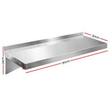 900mm Stainless Steel Wall Shelf Kitchen Shelves Rack Mounted Display Shelving