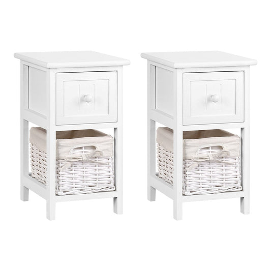 Set of 2 Boniface Wooden Bedside Tables - White