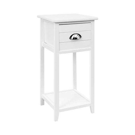 Miramichi Wooden Bedside Table Nightstand Storage Cabinet Lamp Side Shelf - White