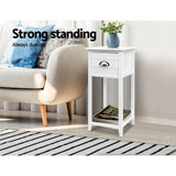 Miramichi Wooden Bedside Table Nightstand Storage Cabinet Lamp Side Shelf - White