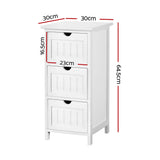 Fredericton Wooden Bedside Table with 3 Drawers - White