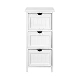 Fredericton Wooden Bedside Table with 3 Drawers - White