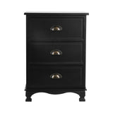 Gander Wooden Vintage Bedside Table Vintage Chest Storage Cabinet Nightstand with 3 Drawers - Black