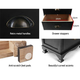 Gander Wooden Vintage Bedside Table Vintage Chest Storage Cabinet Nightstand with 3 Drawers - Black