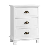 Gander Wooden Vintage Bedside Table Vintage Chest Storage Cabinet Nightstand with 3 Drawers - White