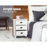 Gander Wooden Vintage Bedside Table Vintage Chest Storage Cabinet Nightstand with 3 Drawers - White