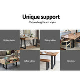 Set of 2 Coffee Dining Table Legs Steel Industrial Vintage Bench Metal Box Shape 710MM