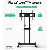 Steel Mobile TV Stand Cart Height-adjust up to 65" screens 40kg