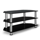 Keld 100cm TV Stand Entertainment Unit Media Cabinet Tempered Glass 3 Tiers - Black