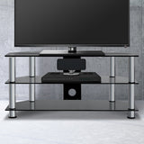 Keld 100cm TV Stand Entertainment Unit Media Cabinet Tempered Glass 3 Tiers - Black