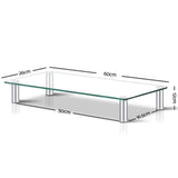 Artiss Monitor Stand Riser with Height Adjustable Computer Laptop Printer Screen Glass Display Shelf