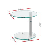 Ismarius Coffee Table Oval Tempered Glass Side End Beside Tables Cafe 45cm
