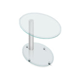 Ismarius Coffee Table Oval Tempered Glass Side End Beside Tables Cafe 45cm