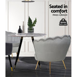 Mirabell Accent Velvet Shell Back Seat Lounge Armchair - Grey