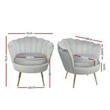 Mirabell Accent Velvet Shell Back Seat Lounge Armchair - Grey